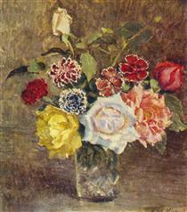 Roses and carnations - Ilja Iwanowitsch Maschkow