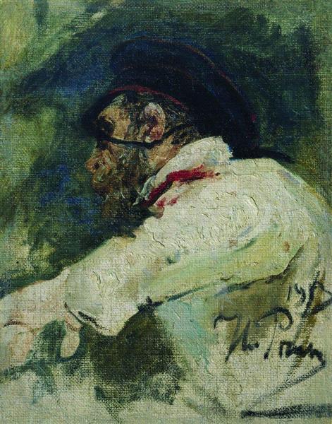 A man in white jacket, 1913 - 列賓