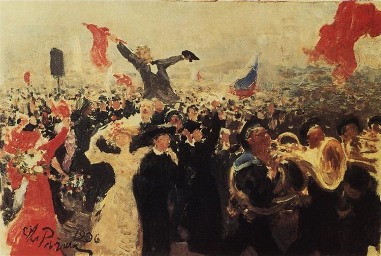 Demonstration on October 17, 1905 (Sketch), 1906 - 列賓