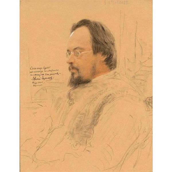 Portrait of writer  Yevgeny Nikolayevich Chirikov, 1906 - Ilya Repin