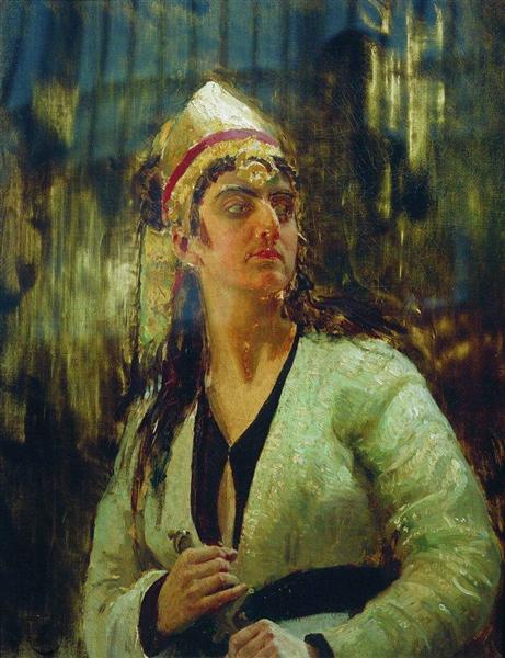 Woman with dagger - Ilja Jefimowitsch Repin