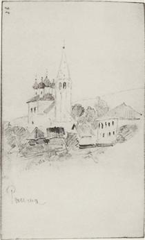 Church with belfry in Reshma - Ісак Левітан