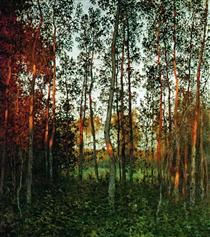 The last rays of the sun. Aspen forest. - Isaak Levitán
