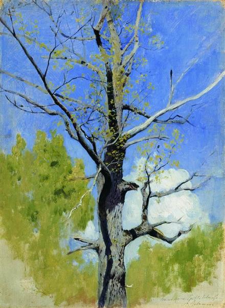Trunk of burgeoning oak, c.1882 - Isaak Levitán