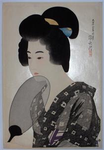 A Woman Holding a Fan - Shinsui Itō