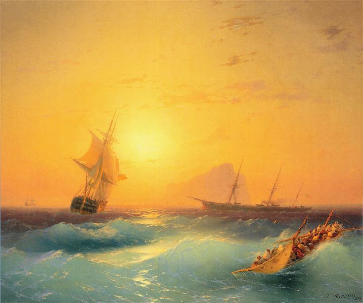 American Shipping off the Rock of Gibraltar, 1873 - Ivan Konstantinovich Aivazovskii