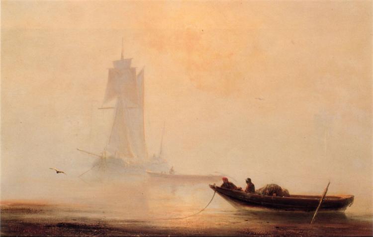 Fishing Boats In A Harbor, 1854 - Ivan Aivazovsky