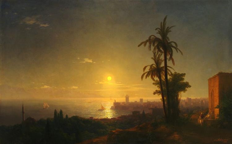 Night at the Rodos island, 1850 - Ivan Konstantinovich Aivazovskii