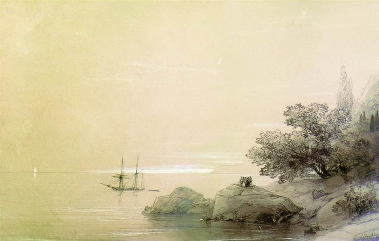 Sea against a rocky shore, 1851 - Ivan Aïvazovski