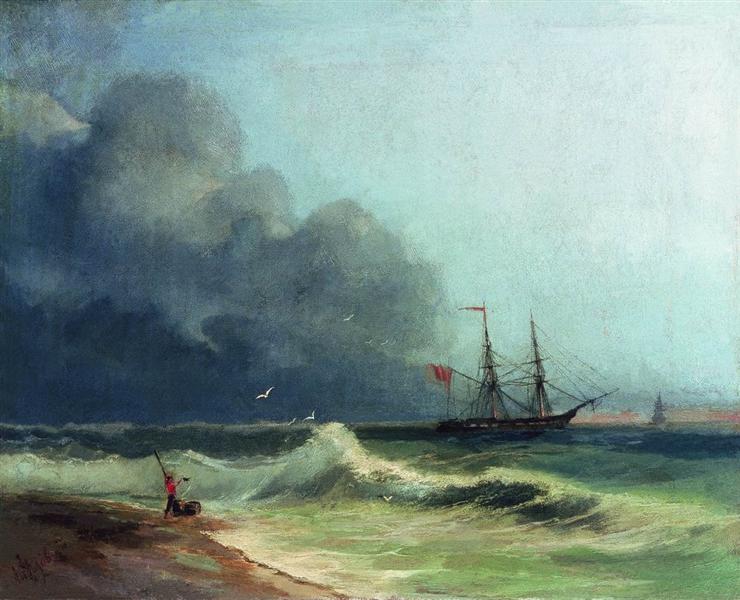 Sea before storm, 1856 - Iwan Konstantinowitsch Aiwasowski
