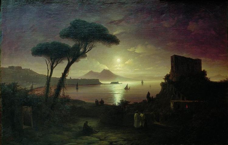 The Bay of Naples at moonlight night, 1842 - 伊凡·艾瓦佐夫斯基