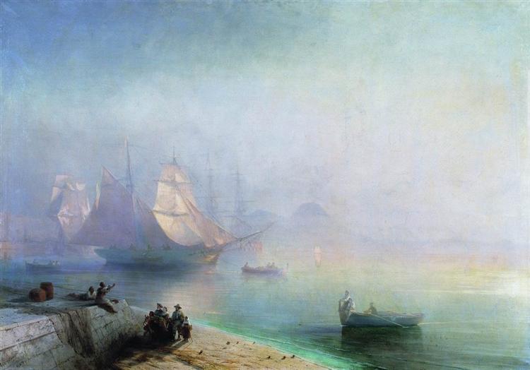 The Bay of Naples on misty morning, 1874 - Iván Aivazovski