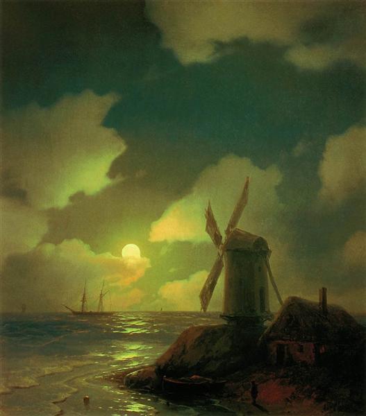 Windmill on the Sea Coast, 1851 - Ivan Konstantinovich Aivazovskii