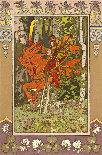 Red Rider.  Illustration for the fairy tale "Vasilisa the Beautiful", 1899 - Iván Bilibin