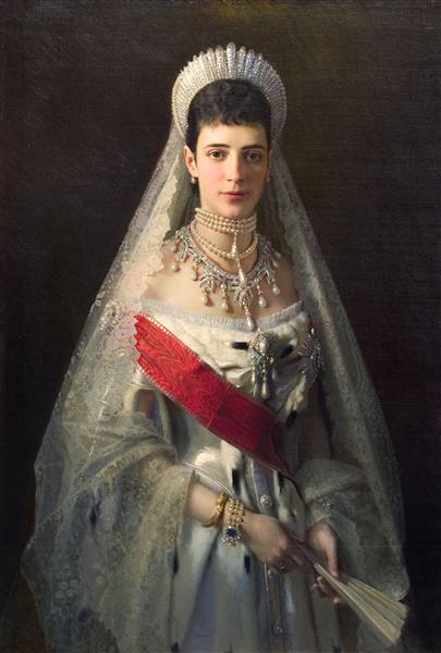 Portrait of Maria Fyodorovna, born Princess Dagmar of Denmark , wife of russian tsar Alexander III, c.1880 - Iwan Nikolajewitsch Kramskoi