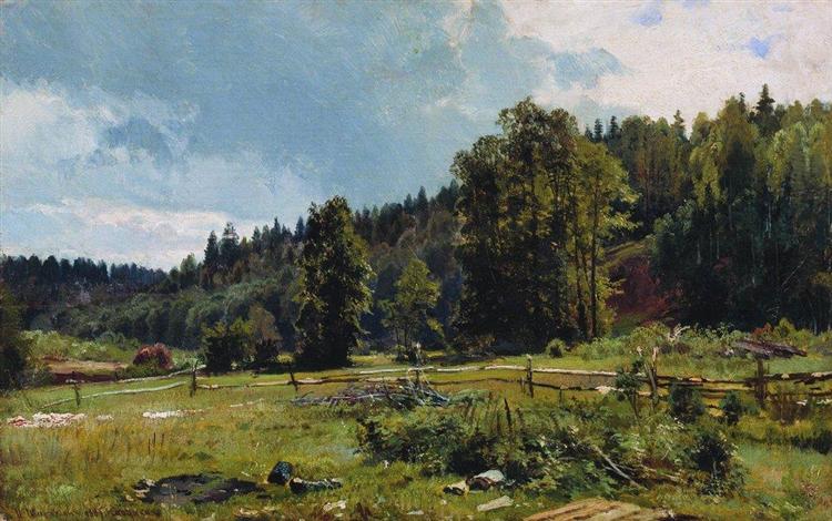 Campina na margem da floresta. Siverskaya, 1887 - Ivan Shishkin