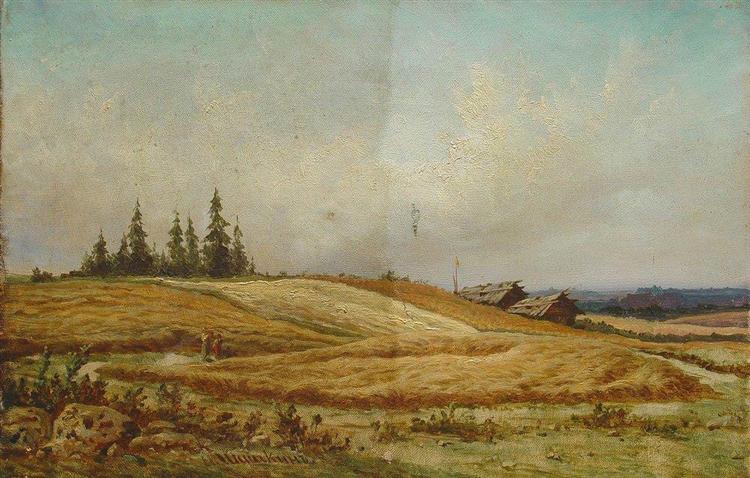 Summer landscape with two houses - Ivan Shishkin