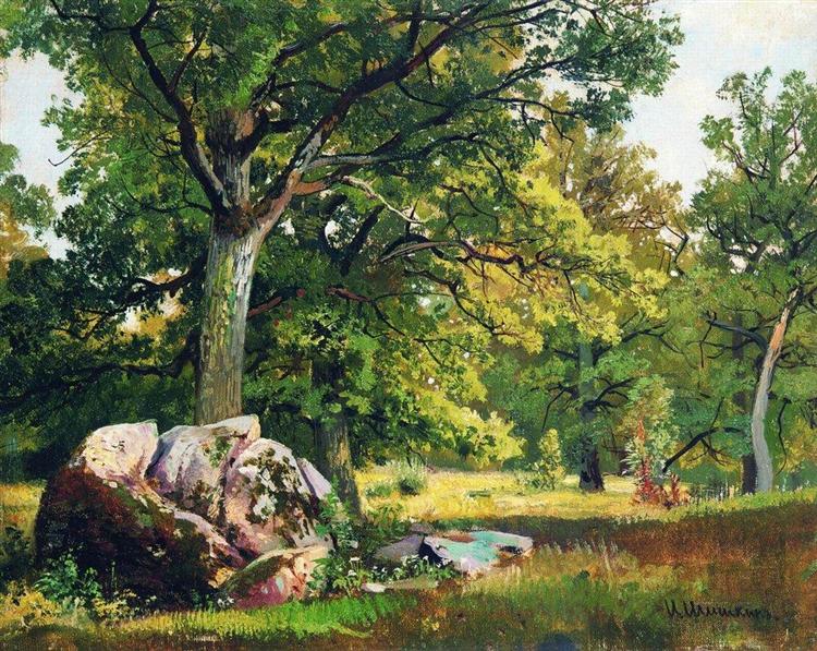 Sunny day in the woods. Oaks, 1891 - Iwan Iwanowitsch Schischkin