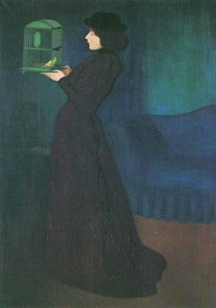 Girl With Cage, 1892 - Йожеф Ріпль-Ронаї