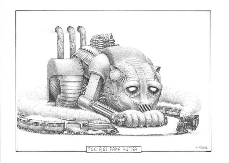 Trains of Mister Cat, 2011 - Jacek Yerka