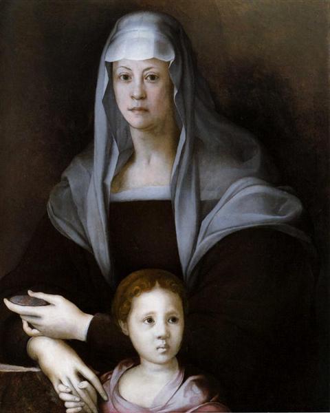 Portrait of Maria Salviati with Giulia de Medici, c.1537 - 蓬托莫