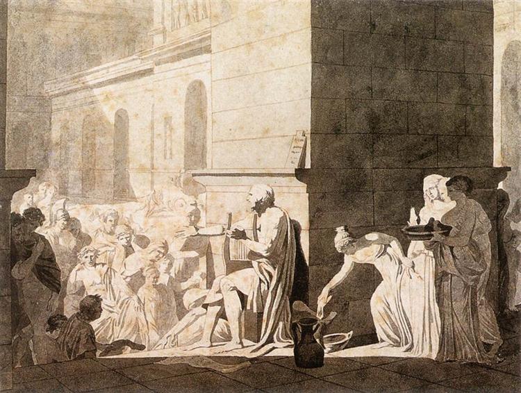 Гомер читает стихи грекам, 1794 - Жак Луи Давид