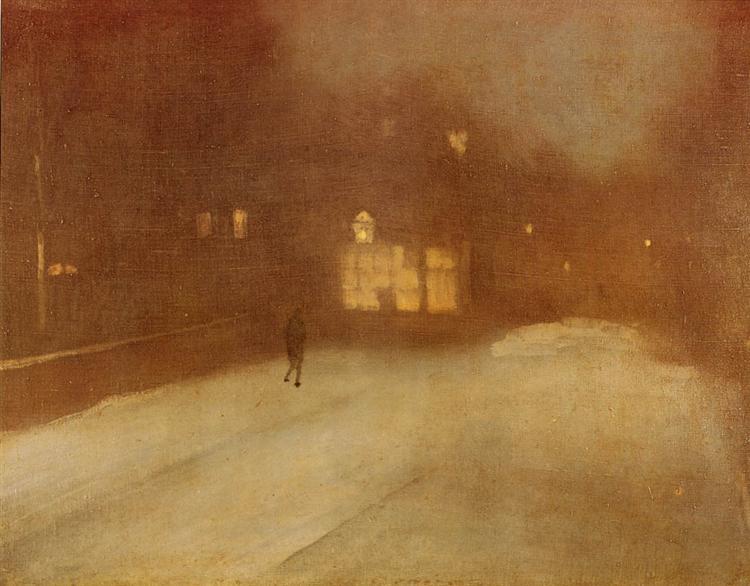 Nocturne in Gray and Gold snow in Chelsea - James Abbott McNeill Whistler