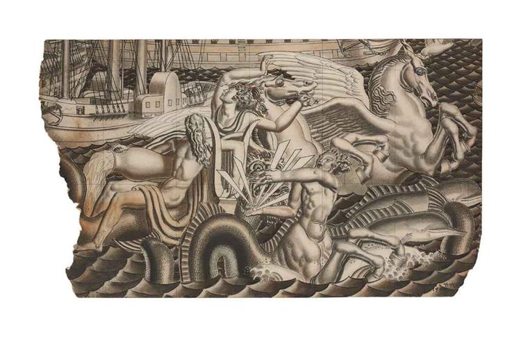 Study for the Chariot of Poseidon Mural, 1935 - Jean Dupas