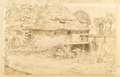 Water mill near Vichy, c.1866 - Jean-Francois Millet