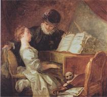 La lección de música - Jean-Honoré Fragonard