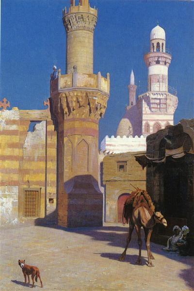 A Hot Day in Cairo (front of the Mosque) - 讓-里奧·傑洛姆