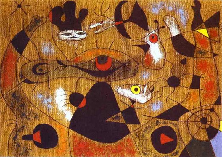 A Dew Drop Falling from a Bird's Wing Wakes Rosalie, who Has Been Asleep in the Shadow of a Spider's Web, 1939 - Joan Miró