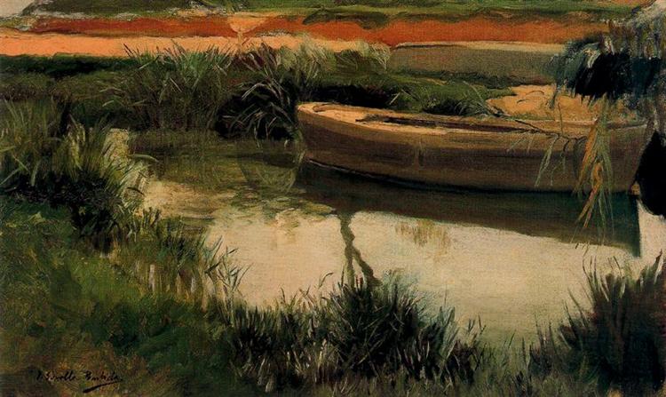 Boat in Albufera, 1908 - 霍金‧索羅亞