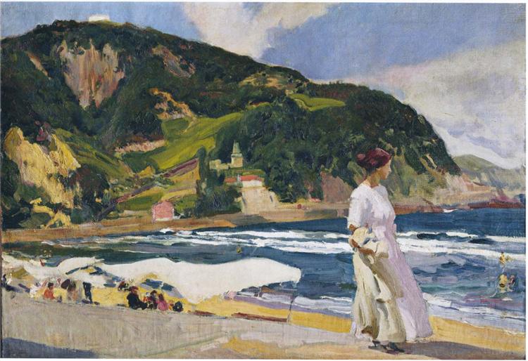 Maria on the beach, Zarauz, 1910 - Хоакин Соролья