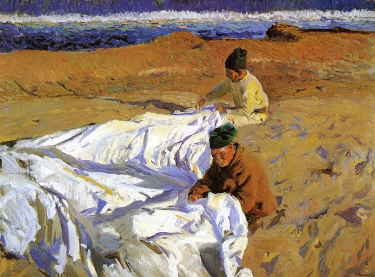 Mending the Sail, 1904 - Хоакин Соролья