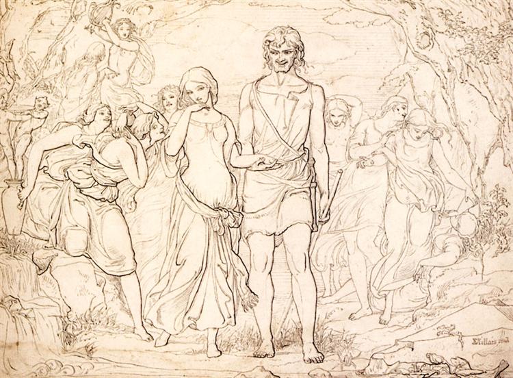 Cymon And Iphigenia, Study, 1847 - John Everett Millais