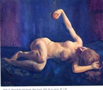 Blond Nude with Orange, Blue Couch - Джон Френч Слоан
