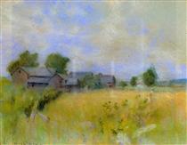 Pasture with Barns, Cos Cob - Джон Генри Твахтман (Tуоктмен)