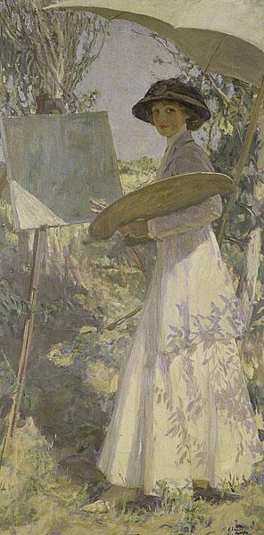 Mrs Lavery sketching, 1910 - Джон Лавери
