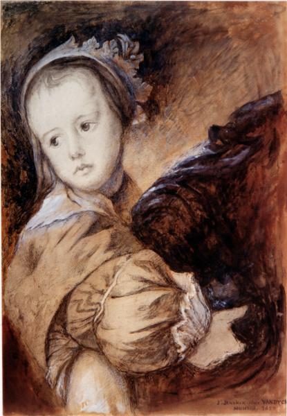 Copy of a Girl in Van Dyck's portrait of The Wife of Colyn de Nole and her daughter, 1859 - John Ruskin