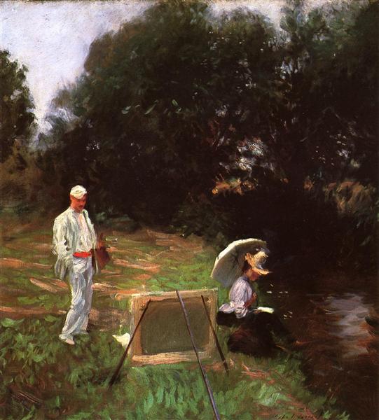 Dennis Miller Bunker Painting at Calcot, 1888 - John Singer Sargent