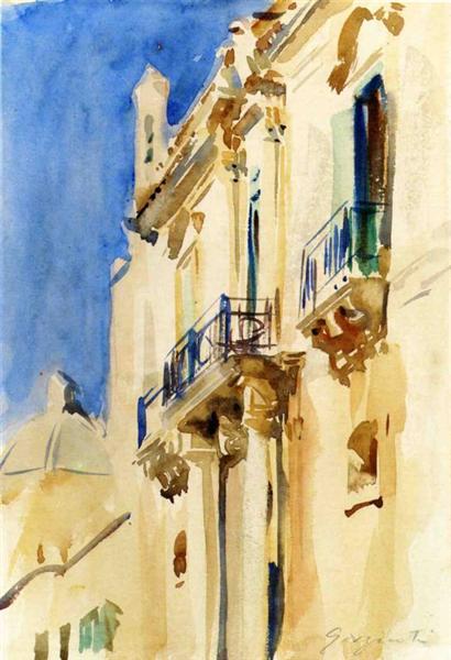 Façade of a Palazzo, Girgente, Sicily, 1901 - John Singer Sargent