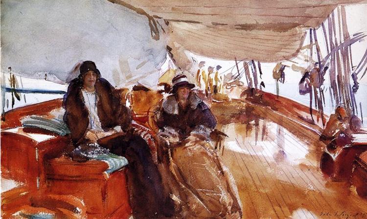 Rainy Day on the Deck of the Yacht Constellation, 1924 - John Singer Sargent