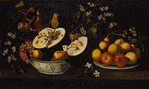 Натюрморт з фруктами і квітами - Хосефа де Обідос