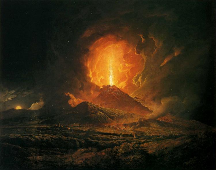 An Eruption of Vesuvius, seen from Portici, c.1774 - c.1776 - Joseph Wright of Derby