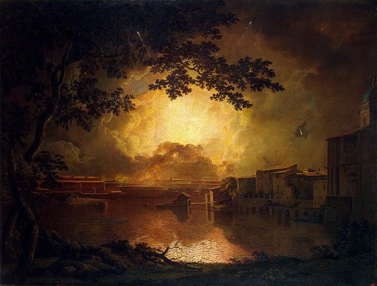 Firework Display at the Castel Sant' Angelo in Rome, 1779 - Джозеф Райт