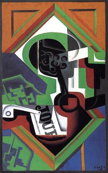 Pipe and Fruit Dish with Grapes, 1918 - Juan Gris