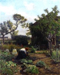 A Young Woman in the Artist's Garden, Courrières - Жюль Бретон