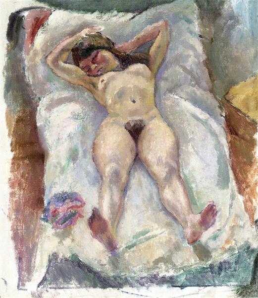 Woman Lying Down with Her Arms Raised, 1907 - Жуль Паскін