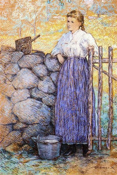 Girl Standing by a Gate, 1896 - Джулиан Олден Вейр